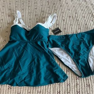 Women's Teal Swim Dress Set
